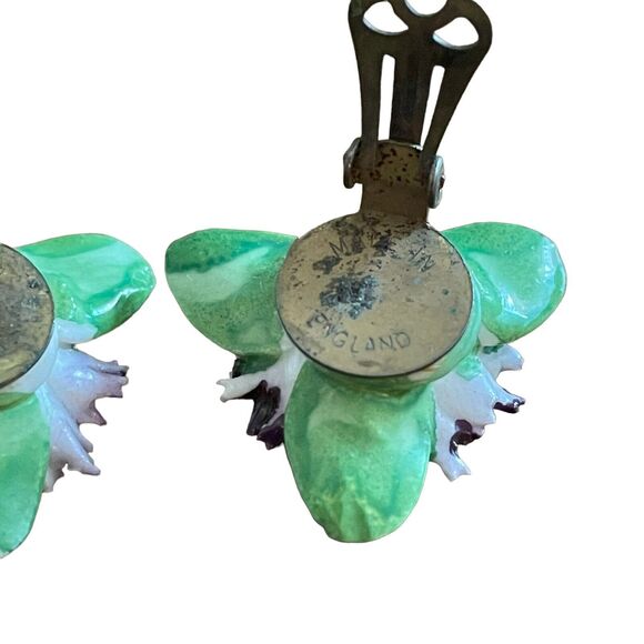 Vintage Floral Bone China Earrings Lot Of 3 Two Pierced & One Clip On England - Picture 10 of 10